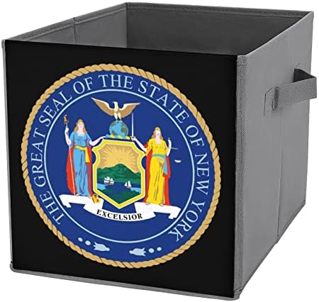 New York State Flag Sklopivi kanti za odlaganje ispisnih tkaninskih košara Kutije s ručkama za odjeću igračke,