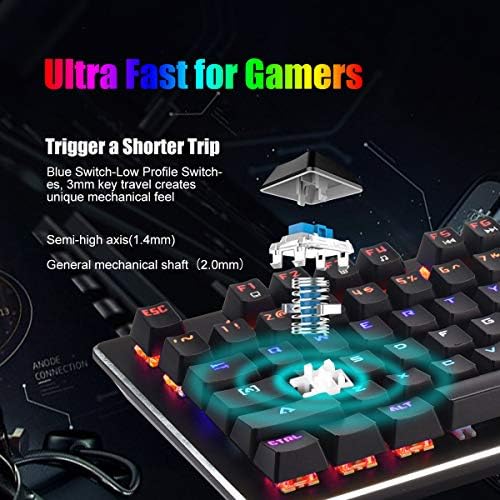 FLAGPOWER mehanička tastatura za igre 10 LED režimi sa pozadinskim osvetljenjem 104 tasteri protiv Ghosting